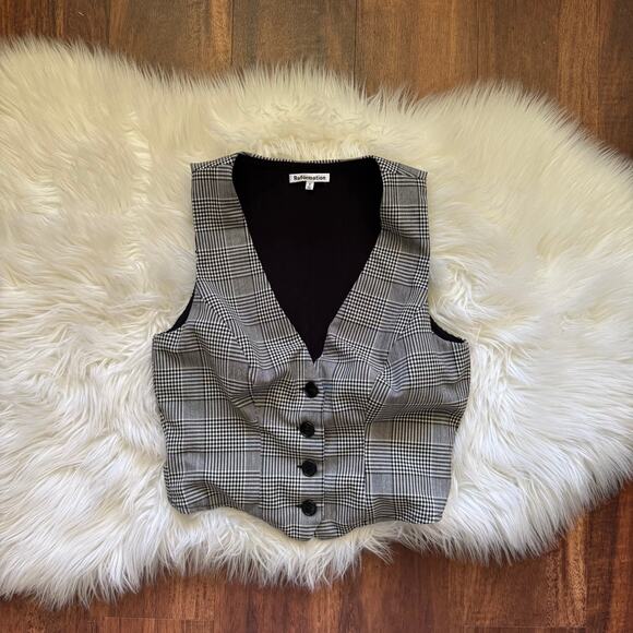 Reformation Devin Plaid V Neck Button Front Vest Size 0 Agolde - Picture 1 of 6